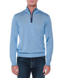 Cashmere Half-Zip Pullover Sweater, Light Blue