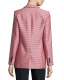 Geometric-Jacquard One-Button Jacket, Red/Multi
