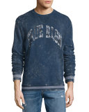 Distressed Logo Crewneck Sweatshirt, Navy