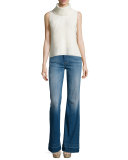 Ginger Flare-Leg Released-Hem Jeans, Bright Light