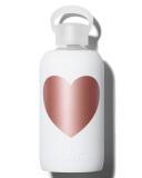 Glass Water Bottle, Metallic Rose Winter Heart, 500 mL