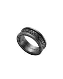 Streamline Three-Row Band Ring with Black Diamonds