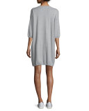 3/4-Sleeve Sweatshirt Dress, Gray