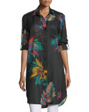 Alex Long Floral-Print Cotton Shirtdress, Multi