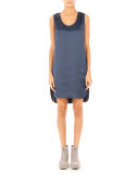 Satin Football Tank Dress, Midnight