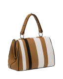 Baiadera Arcade-Stripe Frame Satchel Bag, Camel/White/Black (Caramel+Bianco+Nero)