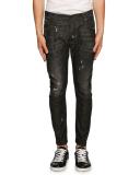 Tidy Biker Distressed Jeans, Black
