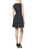 Polka-Dot Fit-&-Flare Dress, Black/White