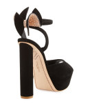 Raye Bow Suede Platform Sandal, Black