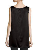 Silk Satin-Back Crepe Sleeveless Tunic 