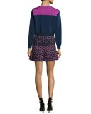 Zigzag Fit-&-Flare Miniskirt, Ink