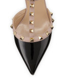 Rockstud Patent Leather Sandal, Black