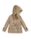 Shiny Grangemoore Hooded Trenchcoat, Sisal, Size 4-14
