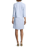 Sleeveless Jewel-Neck Linen Sheath Dress, Oxford Blue