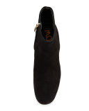 Edith Suede Chunky-Heel Bootie, Black