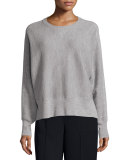 Double-Face Mesh Crewneck Sweater, Heather Steel