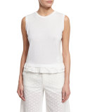 Sleeveless Lace-Back Top, White