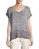 Mariel Short-Sleeve Oversized Yarn Sweater, Multi