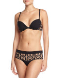 Look Floral-Lace Embroidered Boyshorts, Black