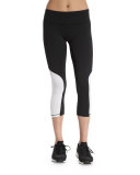 Colorblock Cycling Capri Pants, White/Black