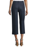 Rivington Cropped Straight-Leg Wool-Blend Pants, Ink Melange