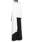 One-Shoulder Draped Blouse, Ivory