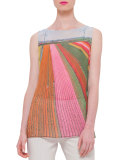 Sleeveless Bateau-Neck Printed Tunic, Multi Colors