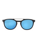 Men's Rainey Round Top-Bar Sunglasses, Black/Blue