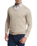Lightweight Wool-Linen V-Neck Sweater