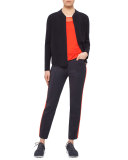 Short-Sleeve Mesh-Knit Top, Rust