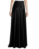 Liquid Satin Faux-Wrap Gown Skirt, Caviar