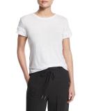 Distressed-Sleeve Jersey Tee, Optic White