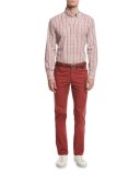 Five-Pocket Twill Pants, Red