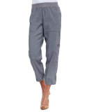 Cargo Linen-Blend Ankle Pants, Pewter
