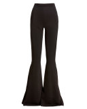 Piped Flare-Leg Trousers, Black