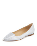 Attila Check Leather Flat, White/Silver