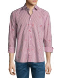 Sea Creature Wave-Stripe Sport Shirt, Red