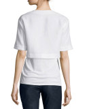 Bella Short-Sleeve Cropped Jacket, White