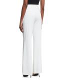 Dylan High-Waist Wide-Leg Pintuck Pants, Off White