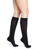 Wool-Blend Knee-High Socks, Black