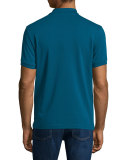 Short-Sleeve Pique Polo Shirt, Mineral Blue
