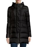 Fragonette Quilted Puffer Coat w/Detachable Fur Hood, Black