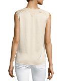 Lana Lace-Trim Stretch-Silk Blouse, Cream