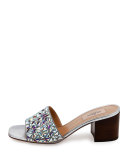 Glam Tile 60mm Slide Sandal, Silver
