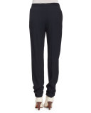 Straight-Leg Cady Pants, Black