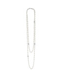 3-4mm Pearl Necklace with Fluted Silver, 36"