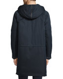 Micro-Fleece Hooded Parka Jacket w/Fur Trim, Coastal