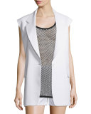 Crepe Oversized Open-Back Vest, Chalk