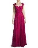 Ruched-Bodice Sweetheart Gown, Cocoa