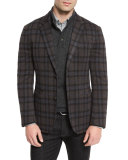 Wool Plaid Blazer, Blue Pattern